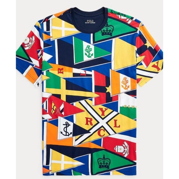 NEW Ralph Lauren Burgee Flag Print Knit Pajama Shirt Pant Set Mens Medium - Picture 3 of 11